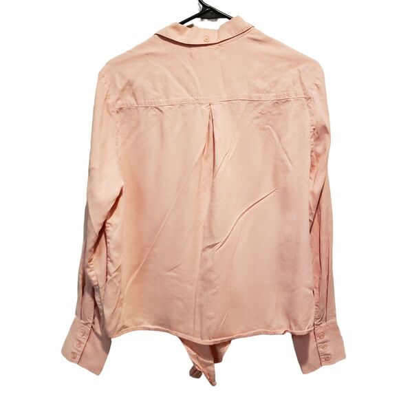 Anthropologie Cloth and Stone Top Womens SMALL Button Up Tie Front Peach Boho - Picture 6 of 7